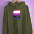 Genderfluid Pride Flag Ripped Reveal Hoodie - Army
